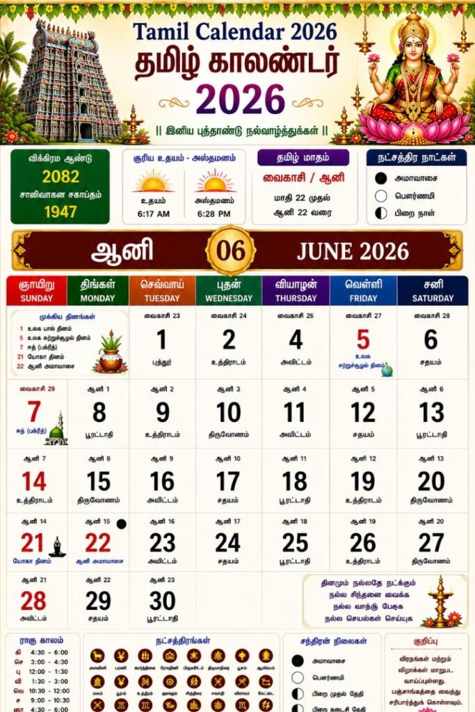 Tamil Calendar June 2026