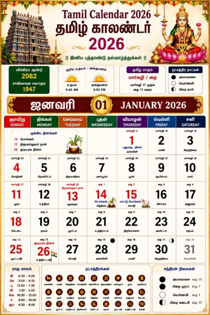 Tamil Calendar January 2026